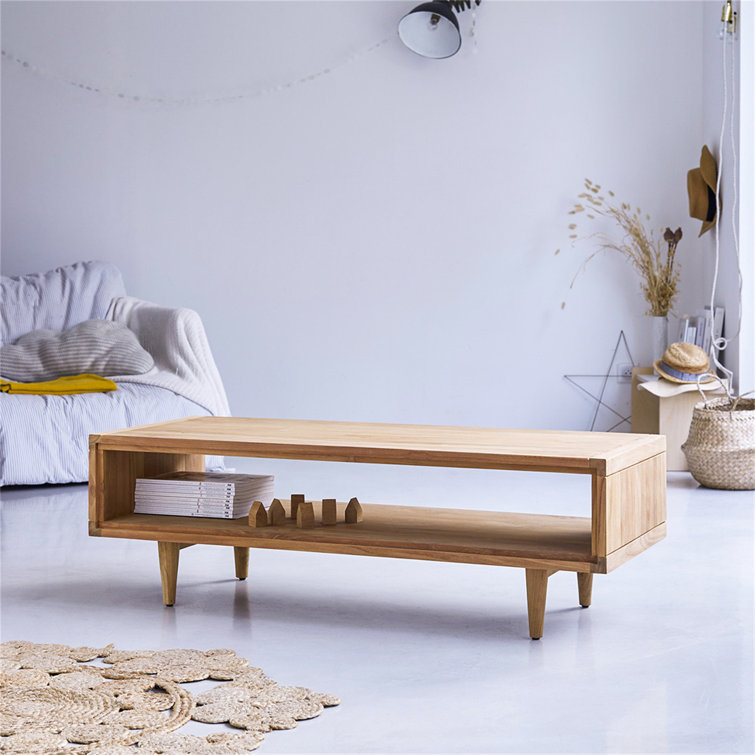 Oliver Caruthers Solid Wood Coffee Table with Storage Wayfair